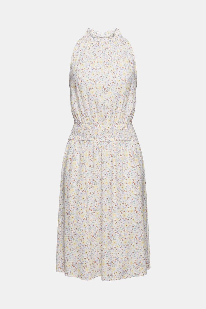 Halterneck dress with a mille-fleurs pattern, OFF WHITE, overview