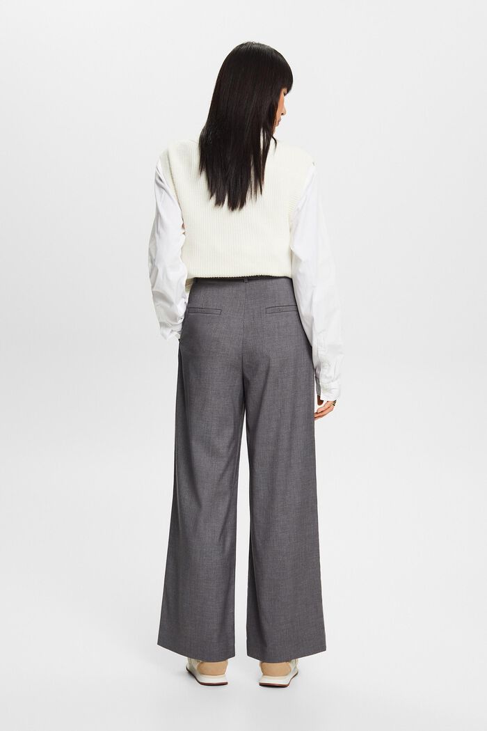 High-Rise Wide Leg Pleated Trousers, MEDIUM GREY, detail image number 3