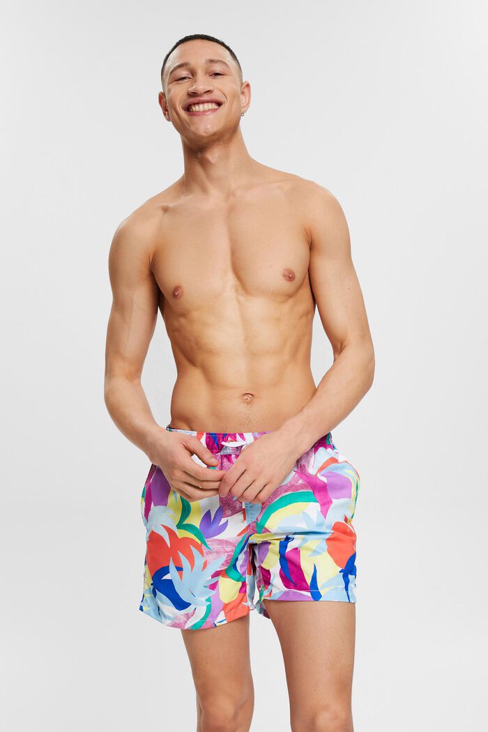 Swim shorts with a colourful pattern, VIOLET, detail image number 0
