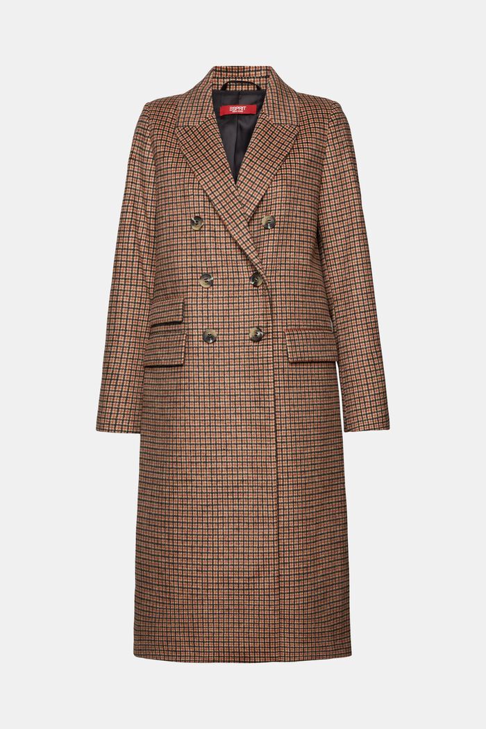 Checked wool-blend coat, TERRACOTTA, detail image number 7
