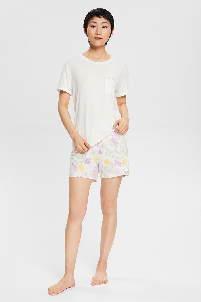 Pyjama set with shorts, LENZING™ ECOVERO™, OFF WHITE, detail image number 0