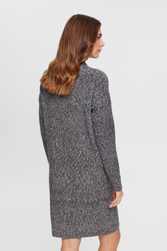 Textured knit dress with wool, GUNMETAL, detail image number 3