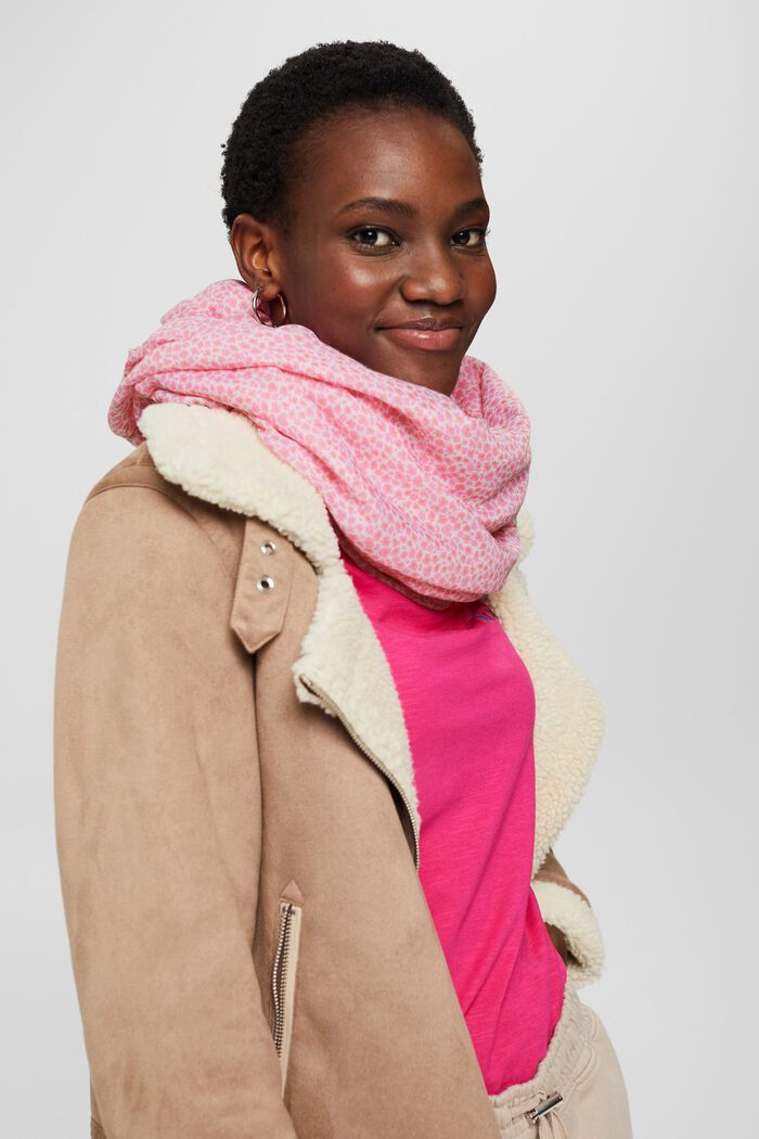 Made of recycled material: snood with a mille-fleurs pattern, PINK FUCHSIA, detail image number 1