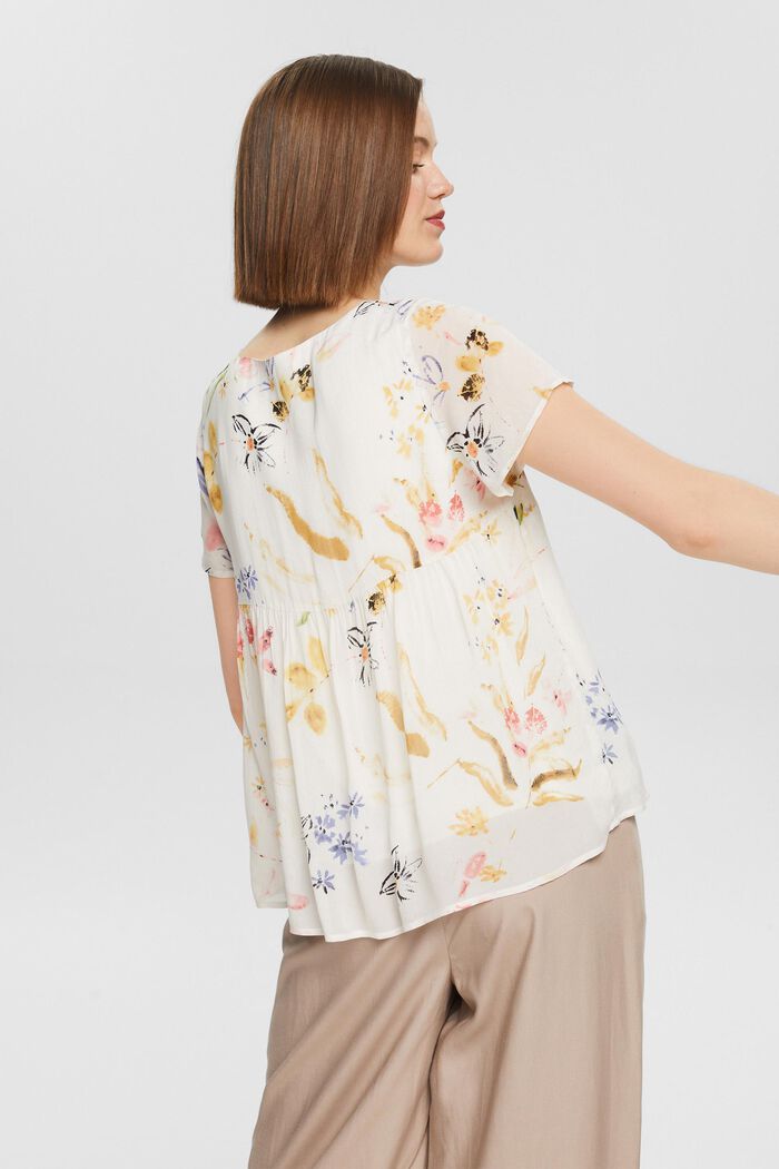 Blouse with a floral pattern, LENZING™ ECOVERO™, OFF WHITE, detail image number 3