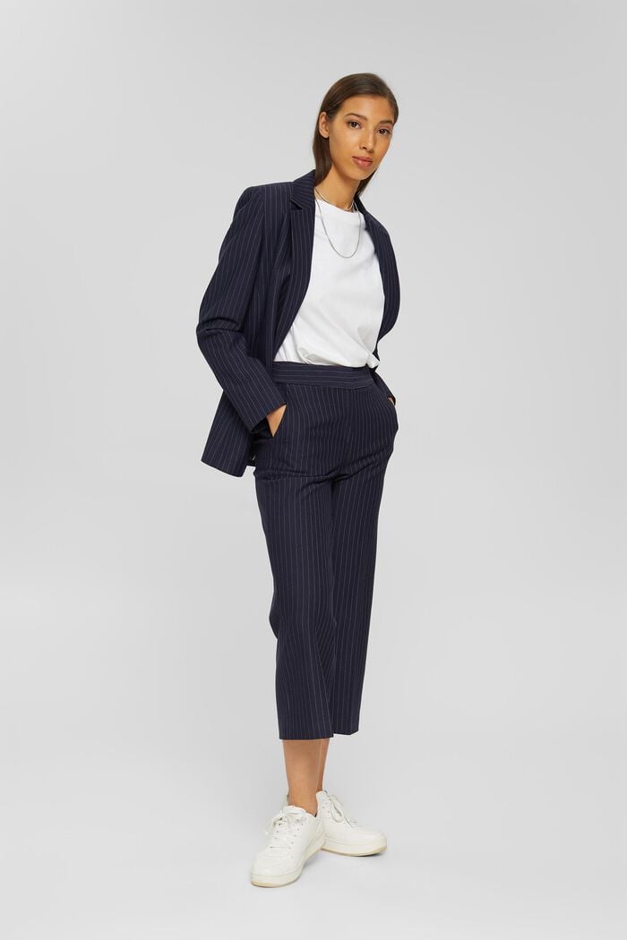 pinstripe trousers, NAVY, overview