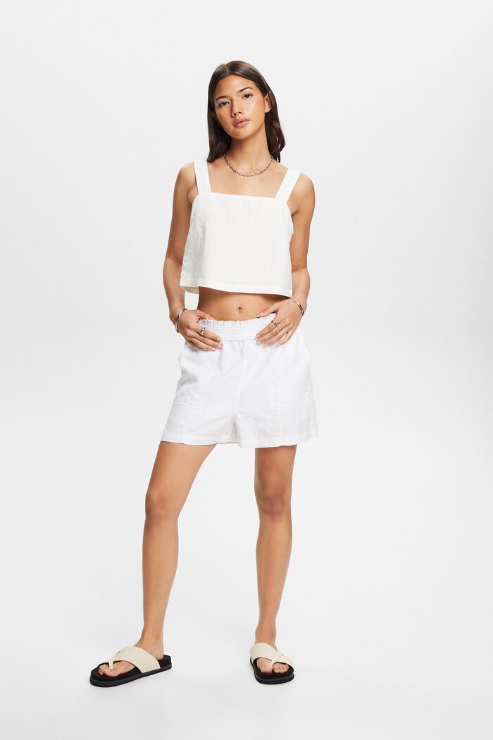 Pull-on shorts, linen blend, WHITE, detail image number 5