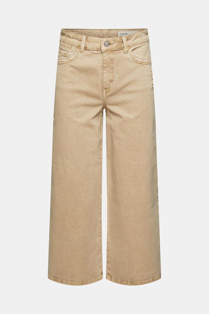 Denim culottes with distressed effects, SAND, overview
