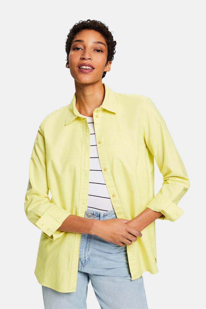 Oxford Shirt Blouse, LIME YELLOW, detail image number 0
