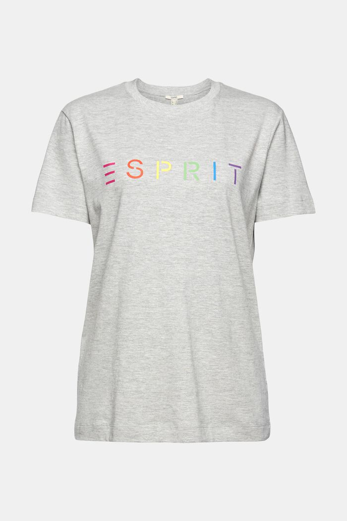 T-shirt with a logo print, organic cotton blend, LIGHT GREY, overview