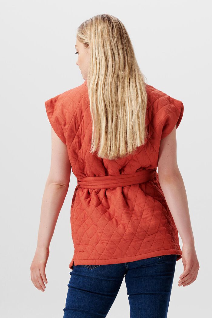 Quilted gilet with woven pattern, FLAME RED, detail image number 1