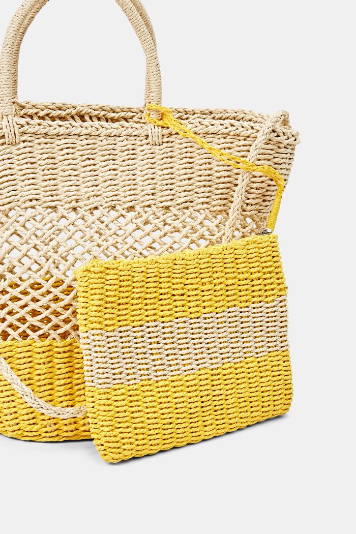 Two-tone bast shopper , YELLOW, detail image number 4