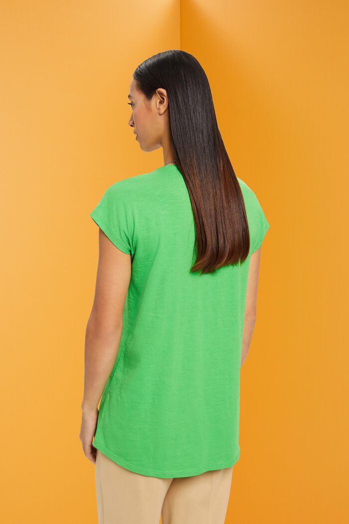 U-neck cotton t-shirt, GREEN, detail image number 3