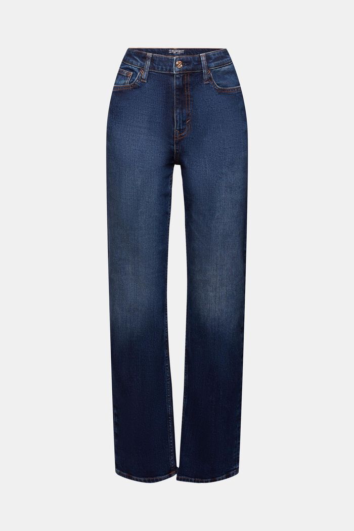 High-Rise Retro Straight Jeans, BLUE DARK WASHED, detail image number 7