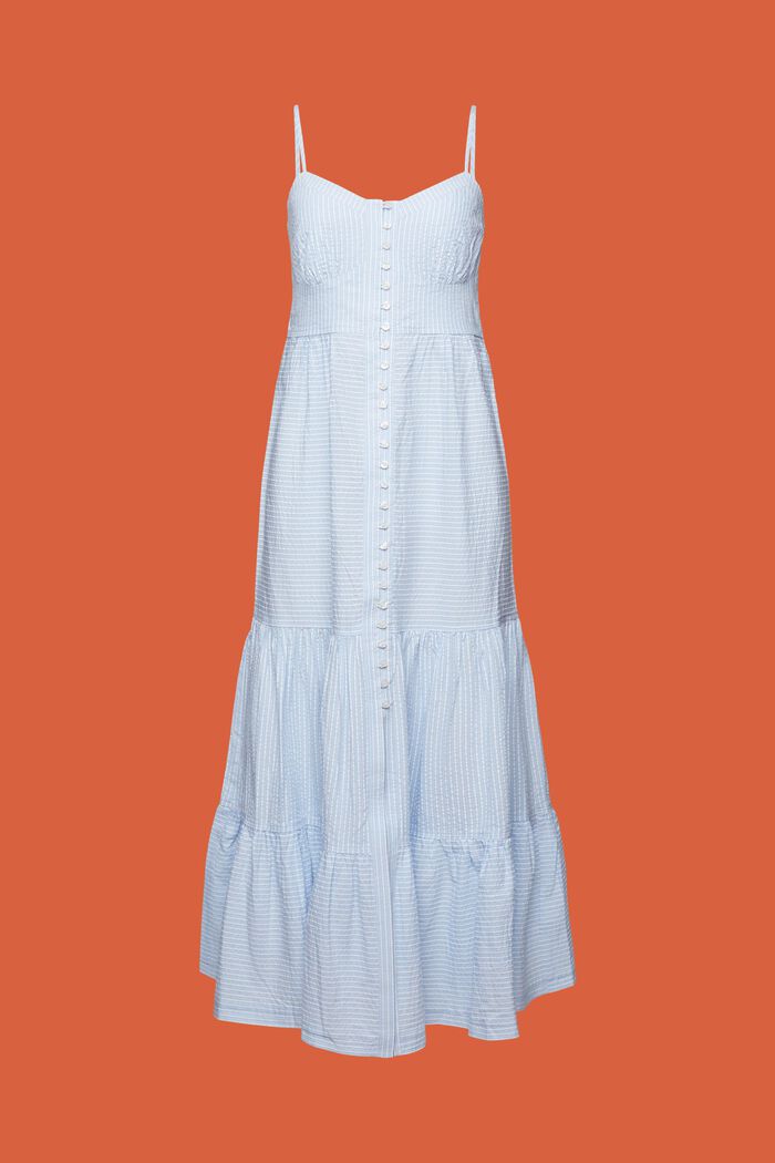 Tiered Button Front Maxi Dress, LIGHT BLUE, detail image number 6