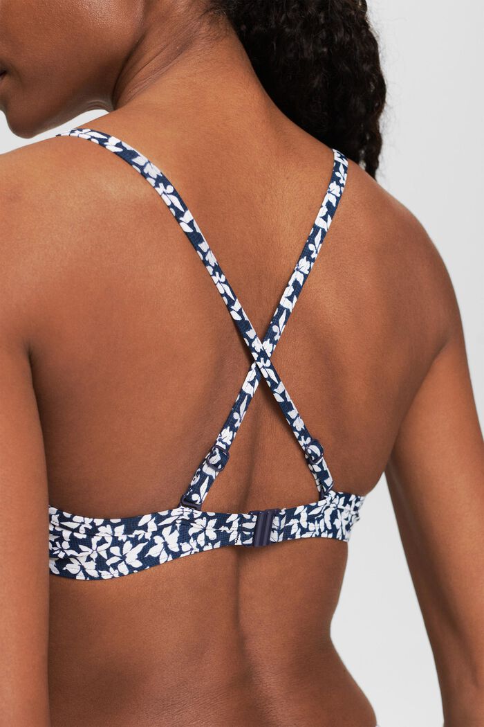 Printed Unpadded Underwired Bikini Top, NAVY, detail image number 1