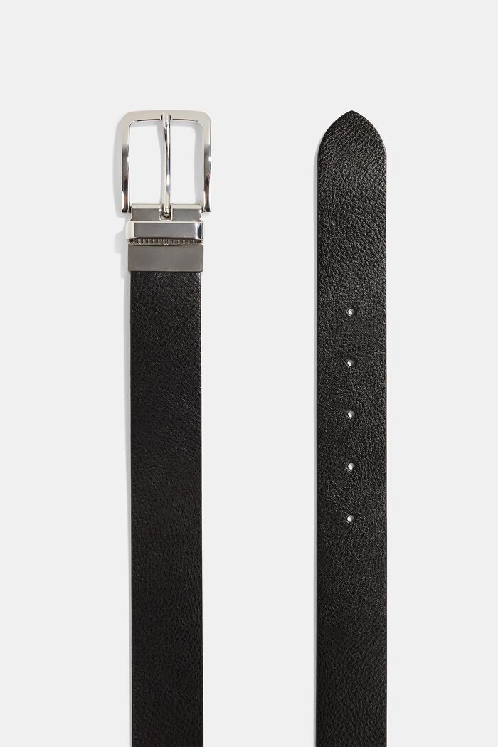 Leather belt with a metal buckle, BLACK, detail image number 1