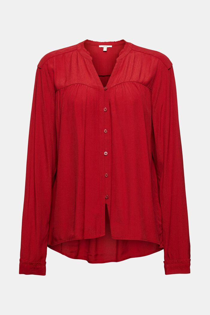 Blouse with gathers, LENZING™ ECOVERO™, DARK RED, detail image number 7