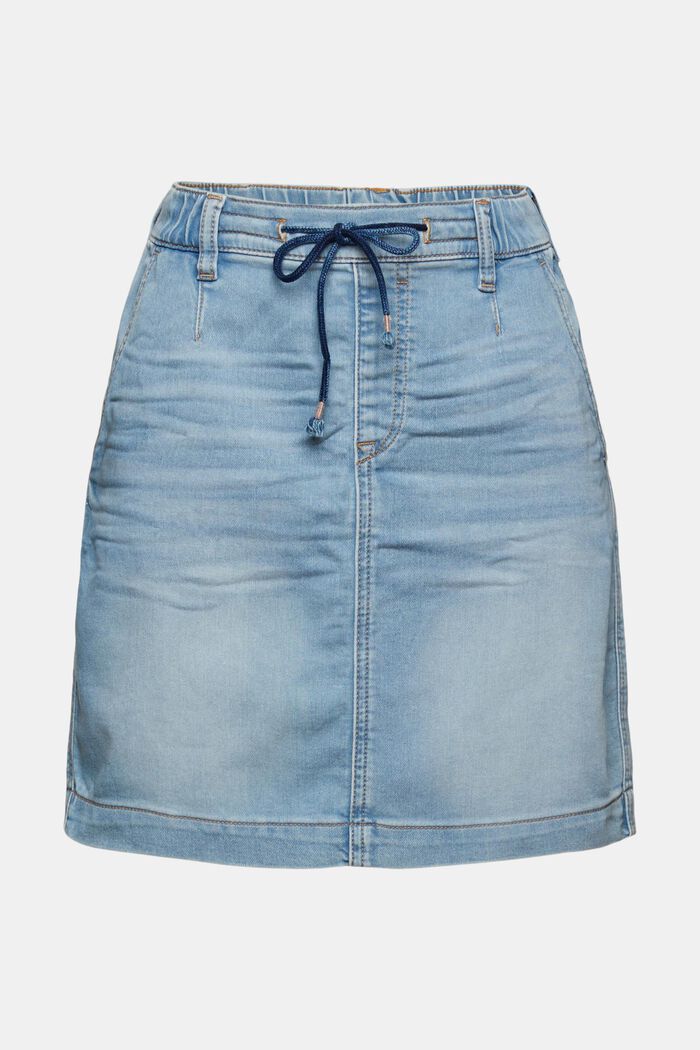 Denim skirt with a drawstring waistband