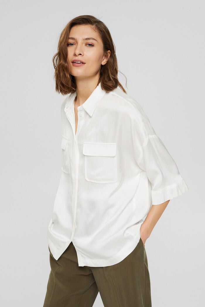 Shirt dress with LENZING™ ECOVERO™, OFF WHITE, overview