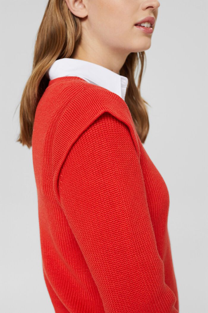 Rib knit jumper with shoulder details, ORANGE RED, detail image number 2