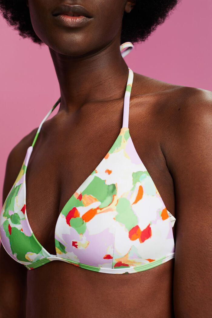 Recycled: padded triangle bikini top, GREEN, detail image number 1