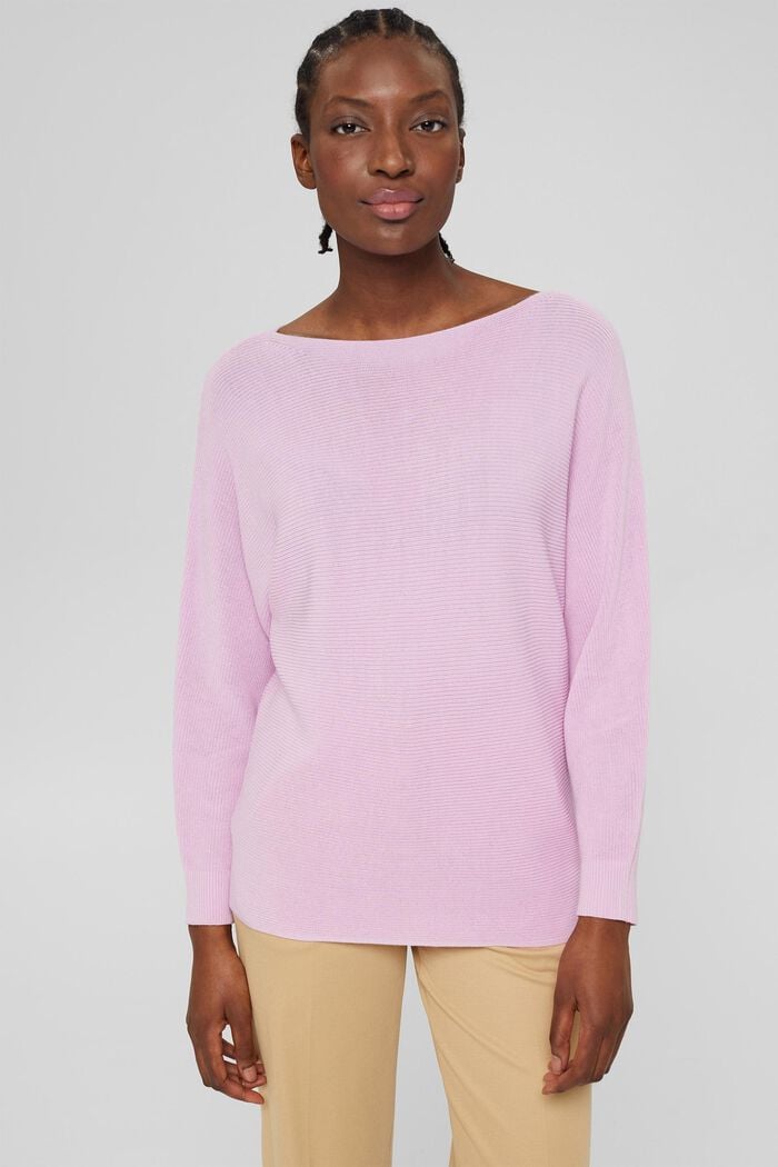 Bateau neck jumper made of organic cotton/TENCEL™, LILAC, detail image number 0