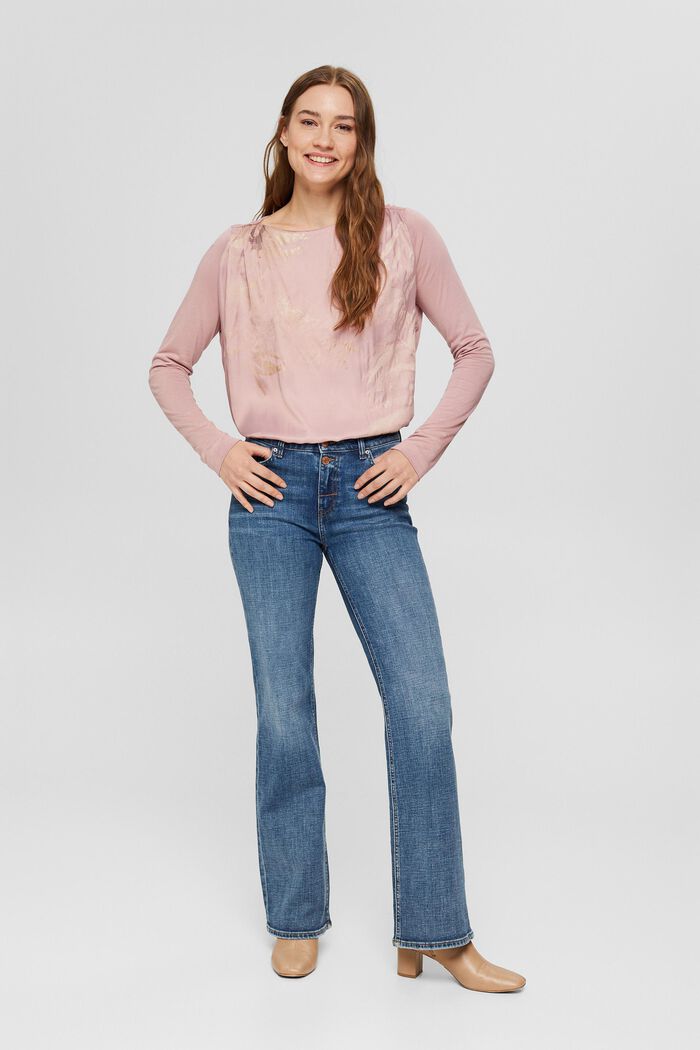 Long sleeve top in a mix of fabrics, LENZING™ ECOVERO™, OLD PINK, detail image number 6