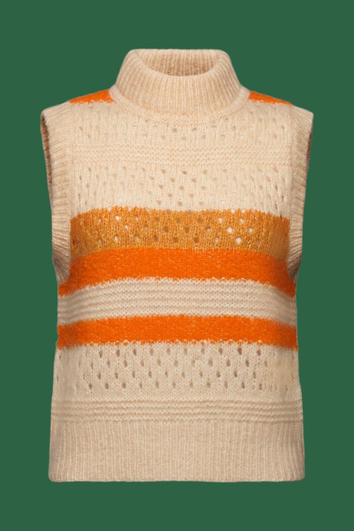 Blockstripe Mockneck Knit Vest, GOLDEN ORANGE, detail image number 6