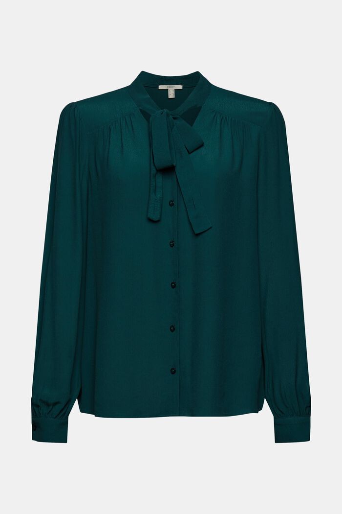 Pussycat bow blouse with LENZING™ ECOVERO™, DARK TEAL GREEN, detail image number 7