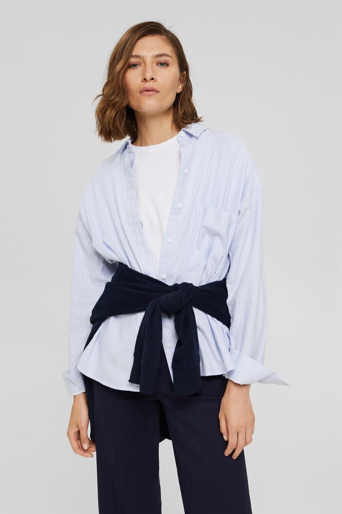 Shirt blouse in 100% organic cotton, PASTEL BLUE, detail image number 5