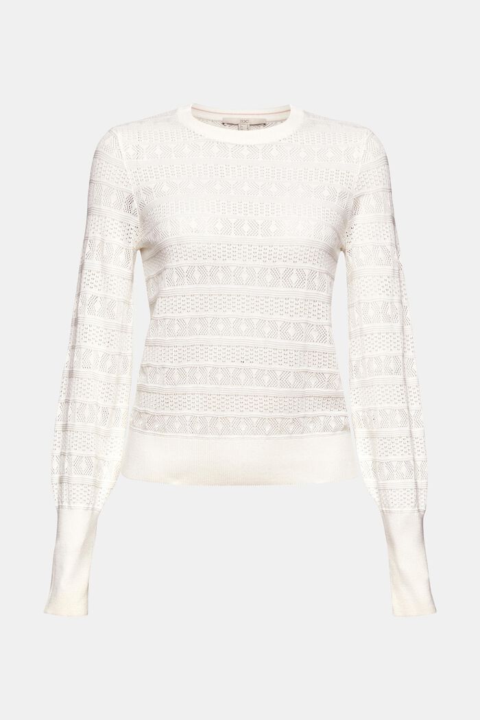 Jumper with an openwork pattern, 100% cotton, OFF WHITE, detail image number 6