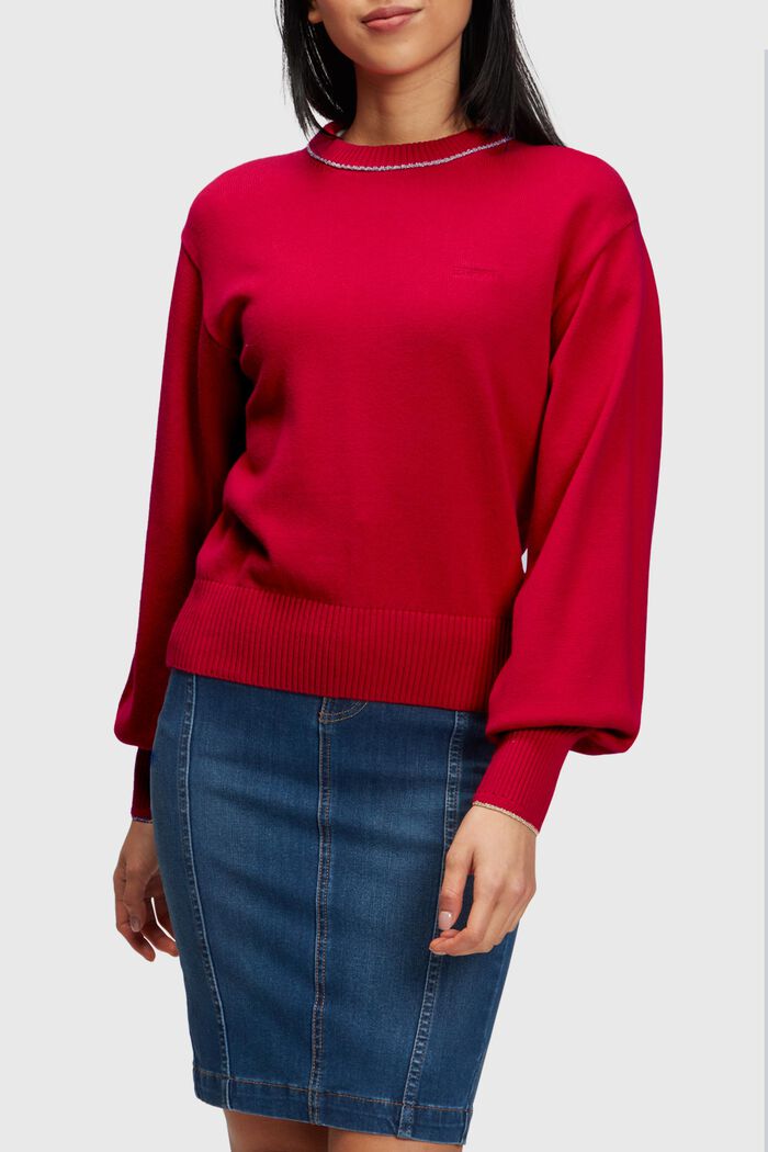 Puffed sleeved jumper with cashmere, RED, detail image number 0