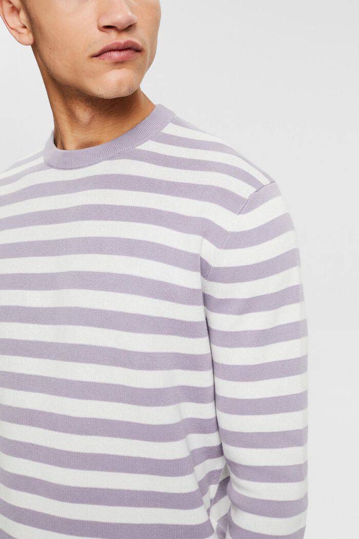 Striped jumper made of organic cotton, MAUVE, detail image number 2