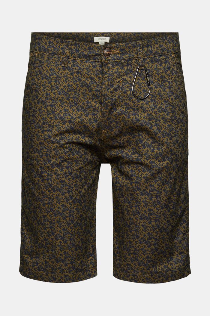 Patterned shorts with a keyring, DARK KHAKI, overview