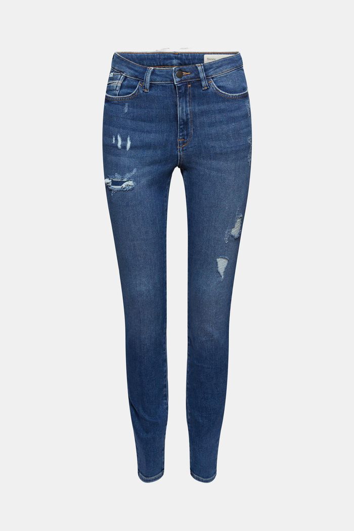 Skinny jeans in a distressed look, organic cotton