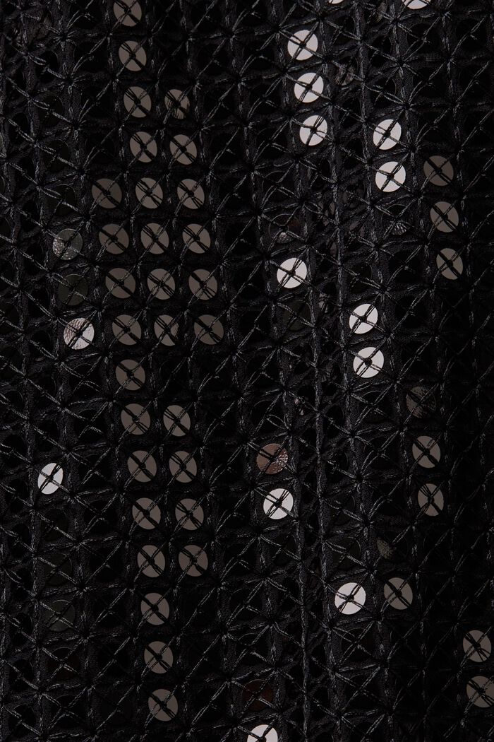 Sequin Short-Sleeve Blouse, BLACK, detail image number 6