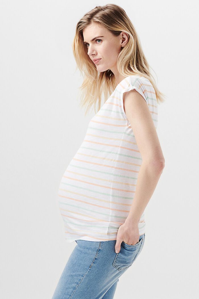 Striped T-shirt in organic cotton, BRIGHT WHITE, overview