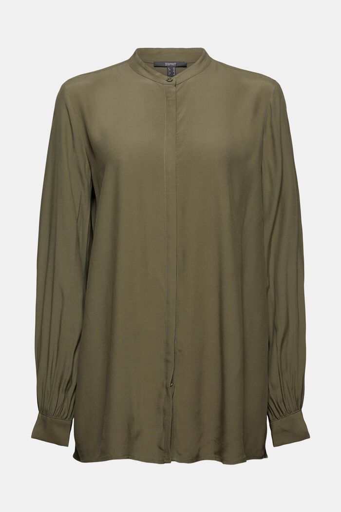 Longer tunic blouse containing LENZING™ ECOVERO™, DARK KHAKI, detail image number 7