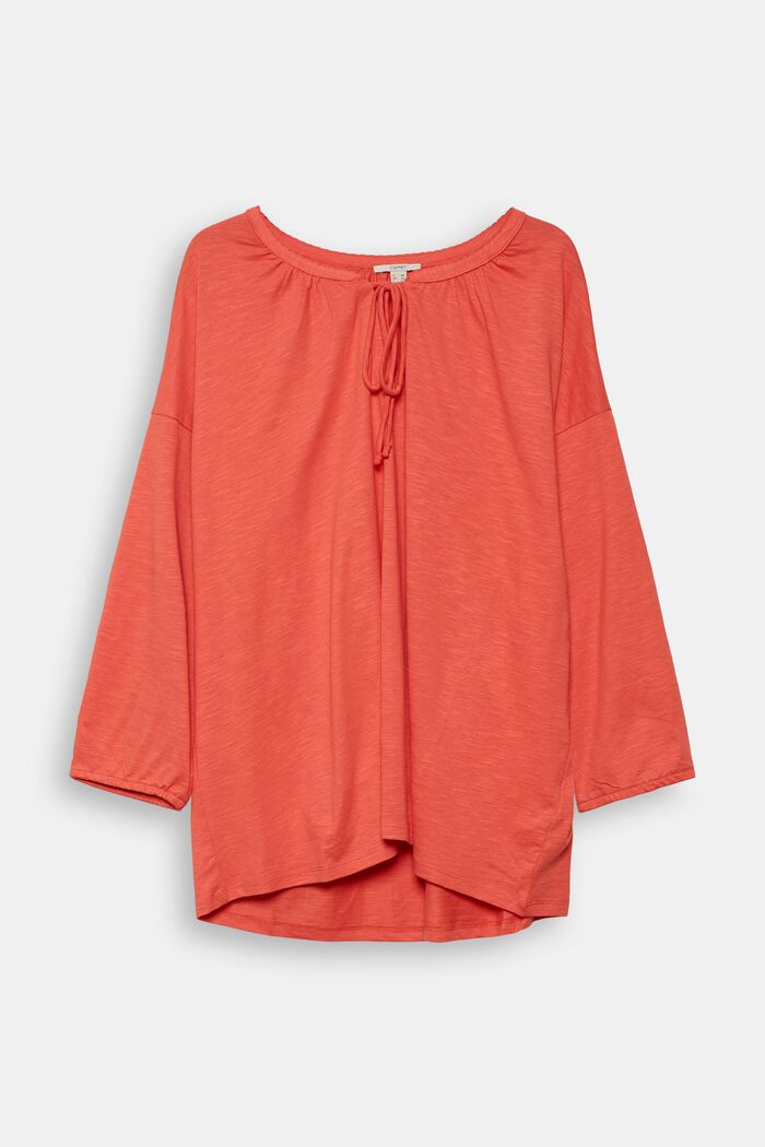 CURVY long sleeve top in blended organic cotton, CORAL, detail image number 2