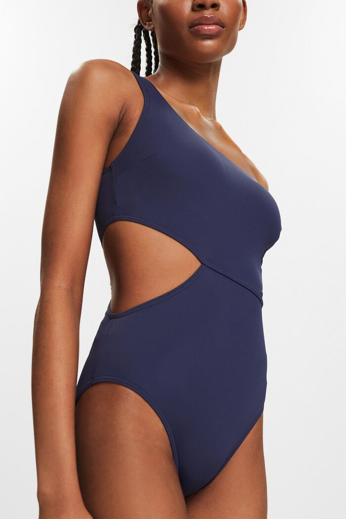 One-Shoulder Cutout Swimsuit, NAVY, detail image number 2