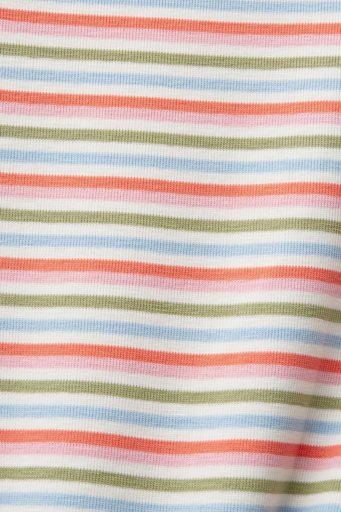 Striped Cotton Jersey T-Shirt, CORAL ORANGE, detail image number 5