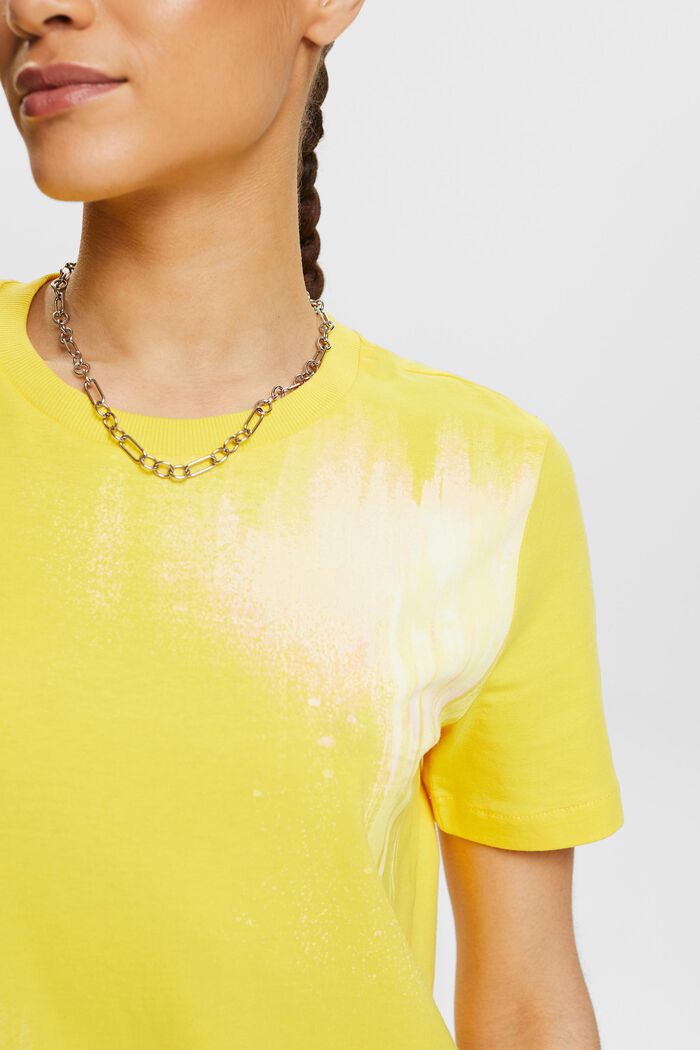 Graphic Print Cotton T-Shirt, YELLOW, detail image number 3