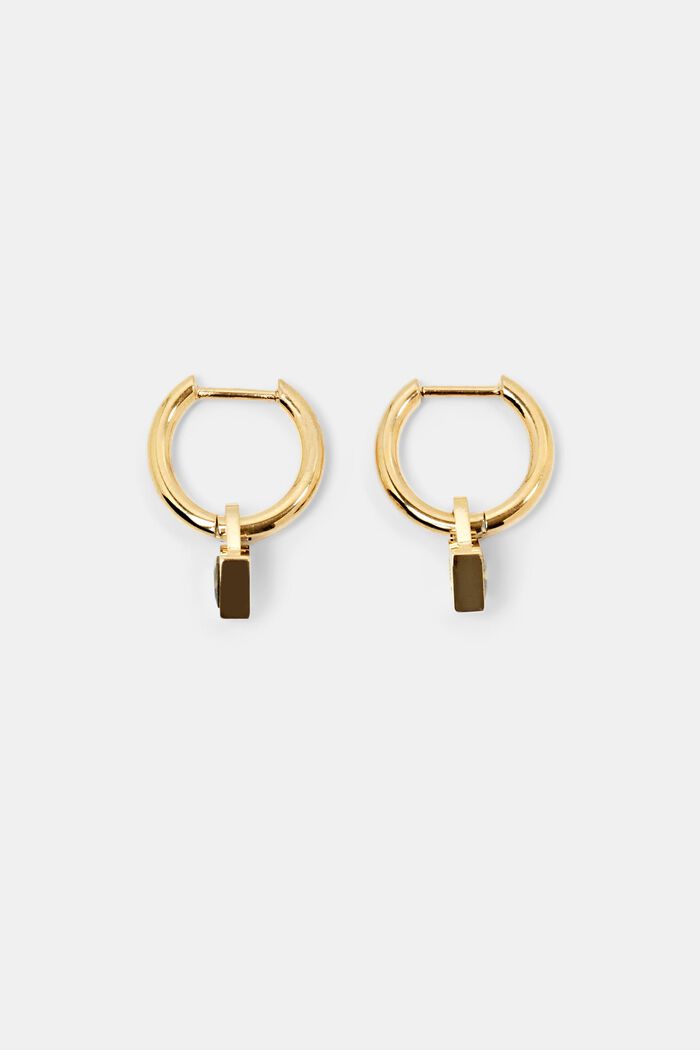 Mini Hoop Earrings, GOLD, detail image number 0