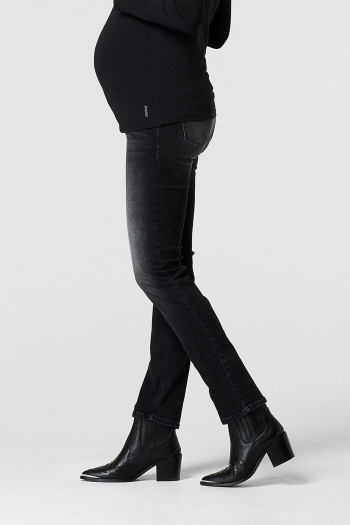 Stretch jeans with an over-bump waistband, organic cotton, GREY DENIM, detail image number 3