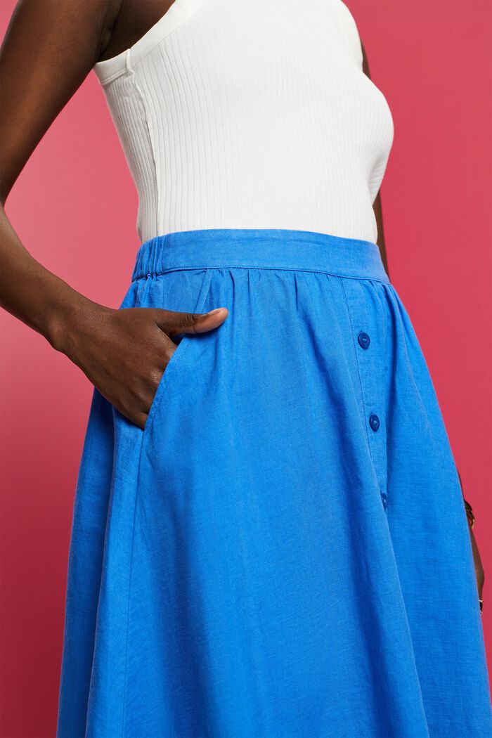 Midi skirt, linen-cotton blend, BRIGHT BLUE, detail image number 2