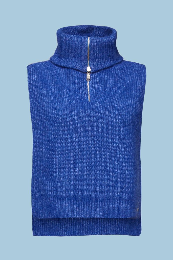 Open-Sided Turtleneck Poncho, BRIGHT BLUE, detail image number 0