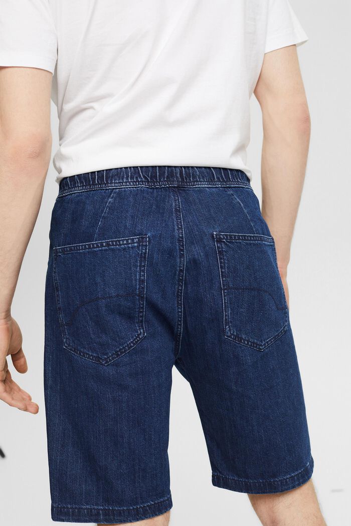 Denim shorts with a drawstring waist, BLUE DARK WASHED, detail image number 6