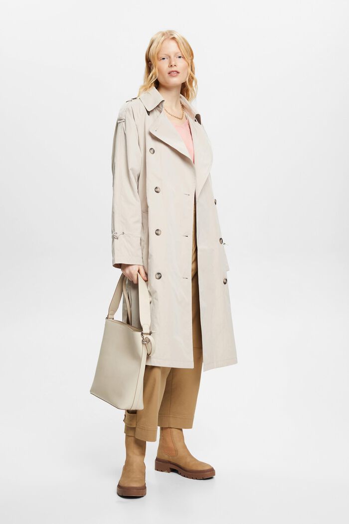 Belted Double-Breasted Trench Coat, LIGHT TAUPE, detail image number 1