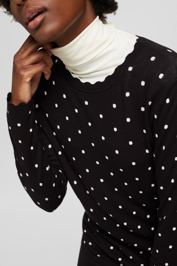 Polka dot jumper with LENZING™ ECOVERO™, BLACK, detail image number 2