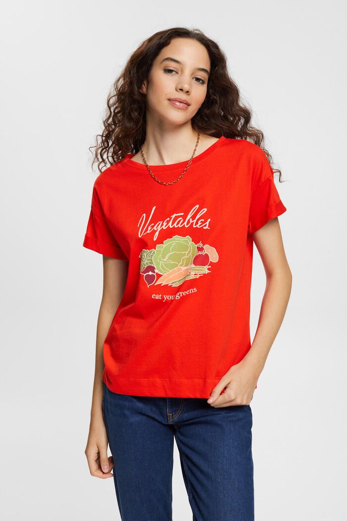 Print t-shirt, RED, overview